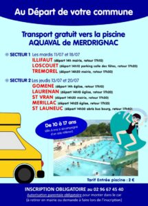 Transport gratuit vers la piscine Aquaval de Merdrignac