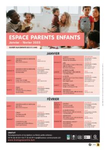 Espace parents enfants : programme de Janvier et Février 2025